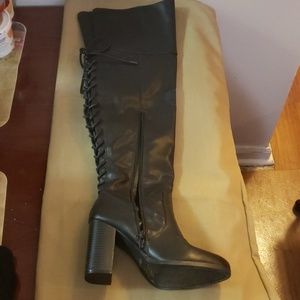 Black thigh high boots